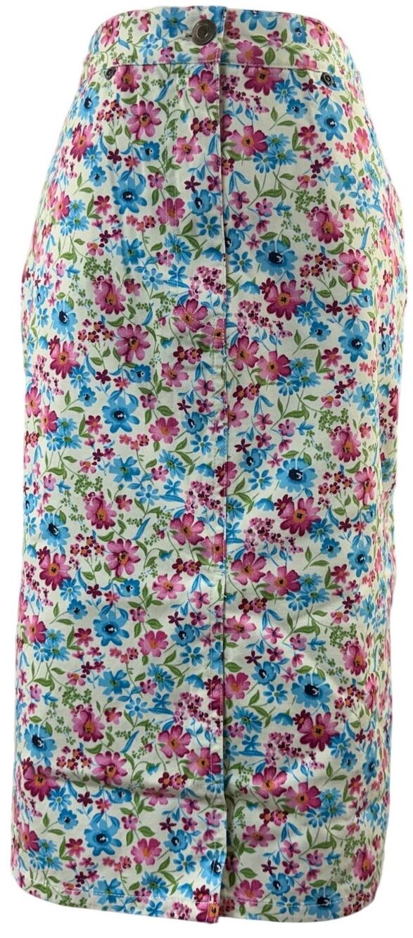 Vintage 00s Women's 6 Knee Length Pencil Skirt David N Sport Floral Cotton Y2K